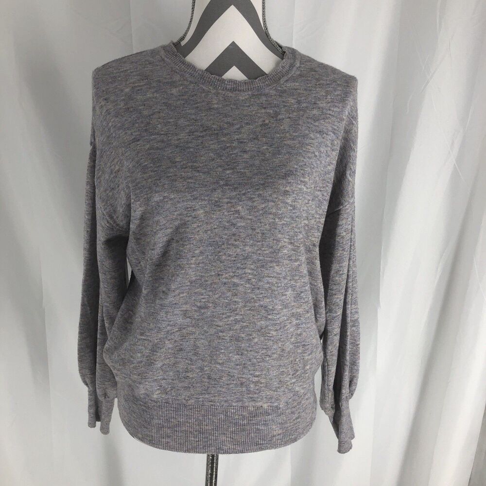 Ella Moss Pullover Sweater Gray Lavender Heather Scalloped Neckline Women’s M